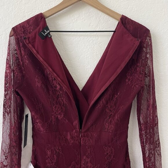 Lulus Whimsigoth Mini Dress Size S Burgendy Red Babydoll Lace Dark Romantic Vamp - Picture 12 of 16